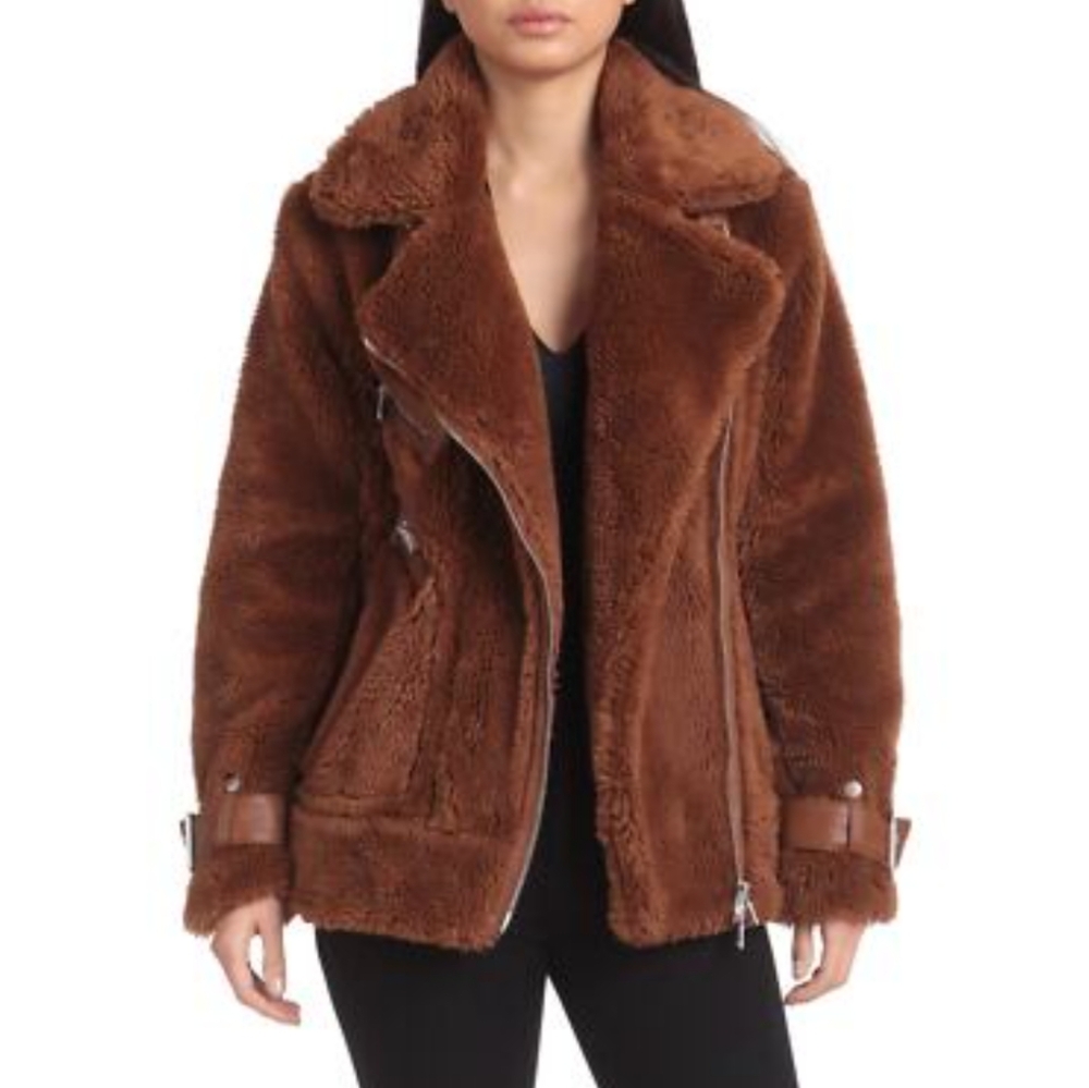 Avec Les Filles Warm Brown Teddy Jacket